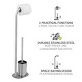 Suport pentru hartie igienica si perie toaleta Levante, Wenko, 23x17x63 cm, inox, argintiu mat