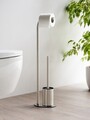 Suport pentru hartie igienica si perie toaleta Levante, Wenko, 23x17x63 cm, inox, argintiu mat