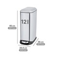 Cos de gunoi cu pedala Design, Wenko, 20.5x36x46 cm, inox/polipropilena, argintiu/negru