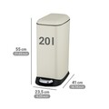 Cos de gunoi cu pedala Design, Wenko, 23.5x41x55 cm, otel/polipropilena, crem/negru