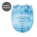 Capac de toaleta cu sistem automat de coborare Droplets, Wenko, 36.5x45 cm, termoplastic/inox, albastru