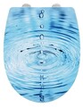 Capac de toaleta cu sistem automat de coborare Droplets, Wenko, 36.5x45 cm, termoplastic/inox, albastru