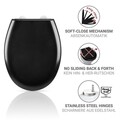 Capac de toaleta cu sistem automat de coborare Rieti, Wenko, 37x44.5 cm, duroplast/inox, negru