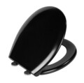 Capac de toaleta cu sistem automat de coborare Rieti, Wenko, 37x44.5 cm, duroplast/inox, negru