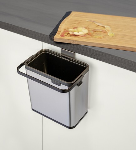 Cos de gunoi Colin, Wenko, 20.5x12.5x21 cm, inox/ABS/polipropilena, argintiu/negru