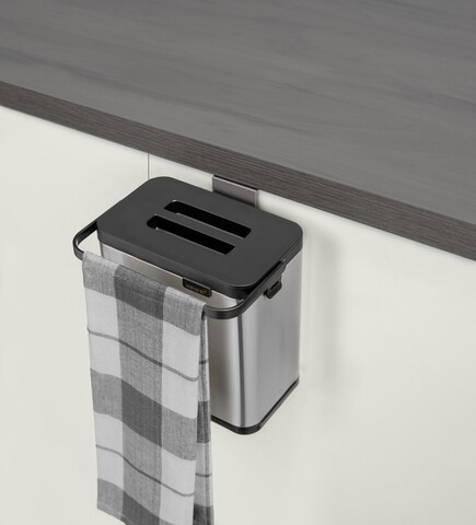 Cos de gunoi Colin, Wenko, 20.5x12.5x21 cm, inox/ABS/polipropilena, argintiu/negru