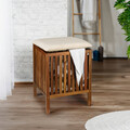 Taburet pentru baie Fondi, Wenko, 39x39x52 cm, lemn acacia/bumbac, maro/bej