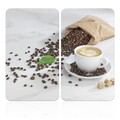 Set 2 protectii universale pentru aragaz Cafe Aromatica, Wenko, 30x52x1.8-5 cm, sticla temperata, multicolor