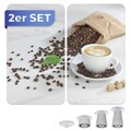 Set 2 protectii universale pentru aragaz Cafe Aromatica, Wenko, 30x52x1.8-5 cm, sticla temperata, multicolor