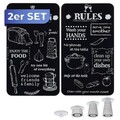 Set 2 protectii universale pentru aragaz Kitchen Rules, Wenko, 30x52x1.8-5 cm, sticla temperata, negru/alb