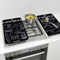 Set 2 protectii universale pentru aragaz Kitchen Rules, Wenko, 30x52x1.8-5 cm, sticla temperata, negru/alb