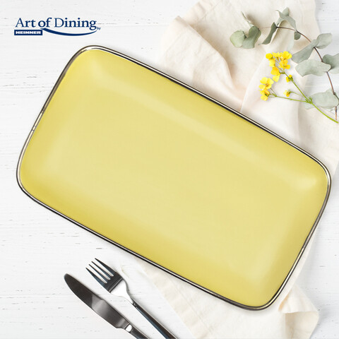 Set 2 platouri Medeea, Art of Dining by Heinner, 32x20 cm, ceramica, galben/negru