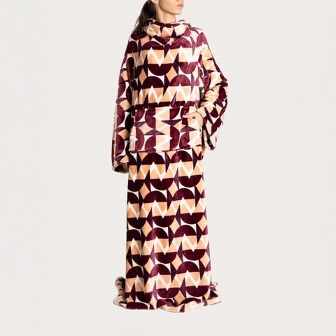 Patura tip hanorac cu maneci si gluga Cherry Chic, Homla, 130x170 cm, poliester, multicolor