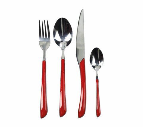 Set tacamuri 24 piese, Coral, Brandani, inox, rosu coral