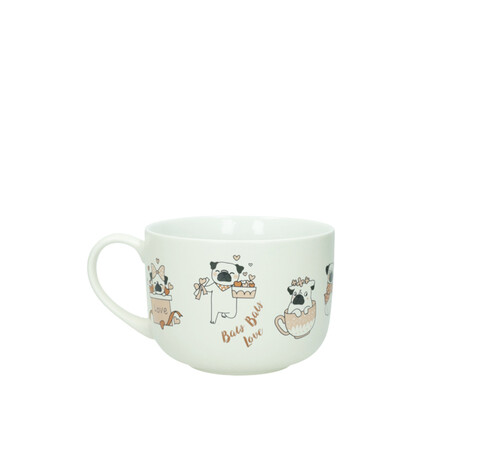 Cana mic dejun, Dogs, Brandani, 12.5x9 cm, portelan New Bone China