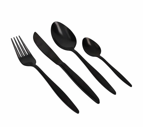 Set tacamuri 16 piese, Stretch Black, Brandani, inox, negru