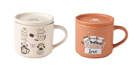 Set 2 cani, Cats, Brandani, 10x9 cm, portelan New Bone China