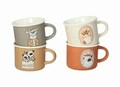 Set 4 cesti de cafea espresso, Dogs and Cats, Brandani, 8x5.5 cm, portelan New Bone China