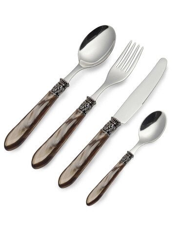 Set tacamuri 16 piese, Moka Nuance, Brandani, inox, maro