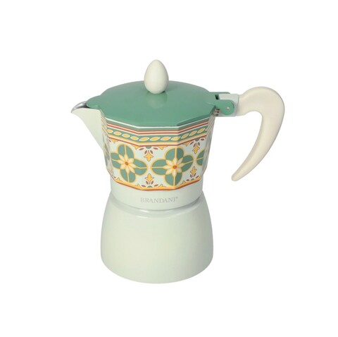 Cafetiera filtru 3 cesti, Le Cementine Flowers, Brandani, 16x8.5x15.5 cm, aluminiu