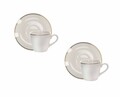 Set 2 cesti cu farfurie pentru cafea, Punto Oro, Brandani, 12x6 cm, portelan
