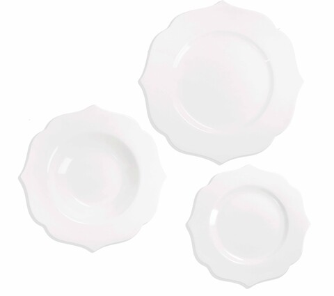 Serviciu de masa 18 piese, Queen, Brandani, portelan New Bone China, alb