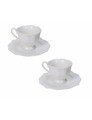 Set 2 cesti cu farfurie pentru cafea, Queen, Brandani, 12.5x5.5 cm, portelan New Bone China