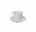 Set 2 cesti cu farfurie pentru cafea, Queen, Brandani, 12.5x5.5 cm, portelan New Bone China