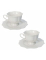 Set 2 cesti cu farfurie pentru ceai, Queen, Brandani, 15.5x6.5 cm, portelan New Bone China