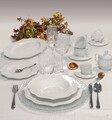 Set 2 cesti cu farfurie pentru ceai, Queen, Brandani, 15.5x6.5 cm, portelan New Bone China