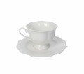 Set 2 cesti cu farfurie pentru ceai, Queen, Brandani, 15.5x6.5 cm, portelan New Bone China