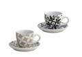 Set 2 cesti cu farfurie pentru cafea, Alhambra, Brandani, 10.5x6 cm, portelan