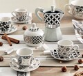 Set 2 cesti cu farfurie pentru cafea, Alhambra, Brandani, 10.5x6 cm, portelan