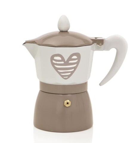 Cafetiera filtru 1 ceasca, Heartbeat Dove Grey, Brandani, 13x7x13 cm, aluminiu