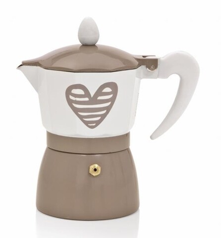Cafetiera filtru 3 cesti, Heartbeat Dove Grey, Brandani, 16x8.5x15.5 cm, aluminiu
