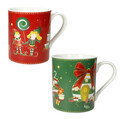 Set 2 cani, Elfomagia Red Green, Brandani, 8x9.5 cm, portelan New Bone China