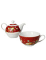 Set ceainic cu ceasca, Elfomagia Red, Brandani, 11x15x13 cm, portelan New Bone China