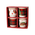 Set 4 cesti de cafea, Christmas, Brandani, 6x6 cm, portelan New Bone China