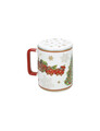 Cana cu infuzor si capac, Christmas, Brandani, 8x11.5 cm, portelan New Bone China