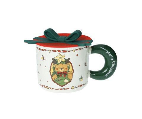 Cana cu capac, Ribbon Green, Brandani, 9.5x8.5 cm, portelan New Bone China