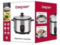 Aparat de gatit orez, cu aburi Beper, 400 W, 29x23 cm, aluminiu/sticla/otel, argintiu/negru