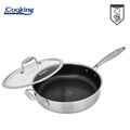 Tigaie adanca Titanium3, Cooking by Heinner, 24x6.5 cm, 2.7 L, inox/sticla, argintiu