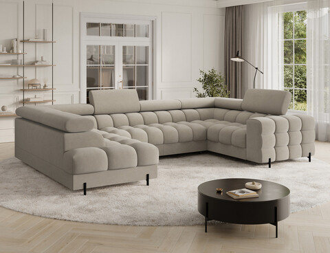 Coltar extensibil stanga 3 locuri ELTAP, LT-18AU, Fectory, 346x205x93 cm, lemn/poliester, bej
