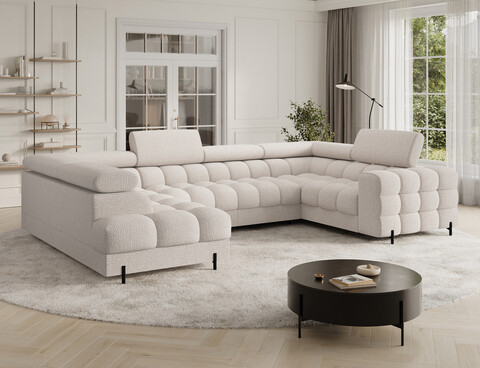 Coltar extensibil stanga 3 locuri ELTAP, LT-20BAF, Fectory, 346x205x93 cm, lemn/poliester, bej deschis