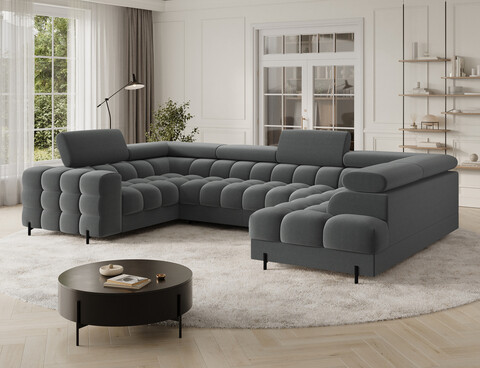 Coltar extensibil dreapta 3 locuri ELTAP, RT-06SO, Fectory, 346x205x93 cm, lemn/poliester, gri inchis