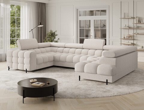 Coltar extensibil dreapta 3 locuri ELTAP, RT-20BAF, Fectory, 346x205x93 cm, lemn/poliester, bej deschis