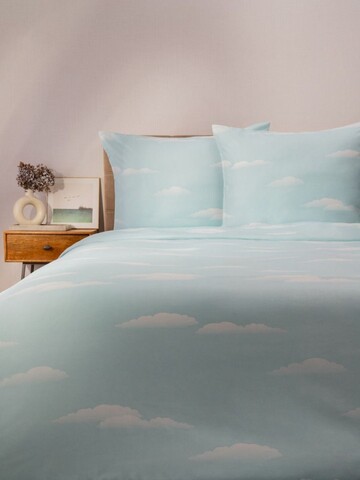 Lenjerie de pat King Size, Skylight, Homla, 3 piese, 200x220 cm, microfibra din poliester, albastru/alb