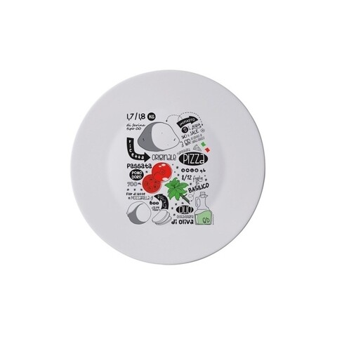Platou pentru servire Pizza Recipe, Bormioli, Ø33 cm, opal, multicolor