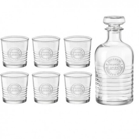 Set whisky Officina, Bormioli, 7 piese, 1000 ml/300 ml, sticla