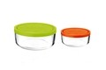 Set 2 caserole Frigoverre, Bormioli, 1250 ml/740 ml, sticla, verde/portocaliu